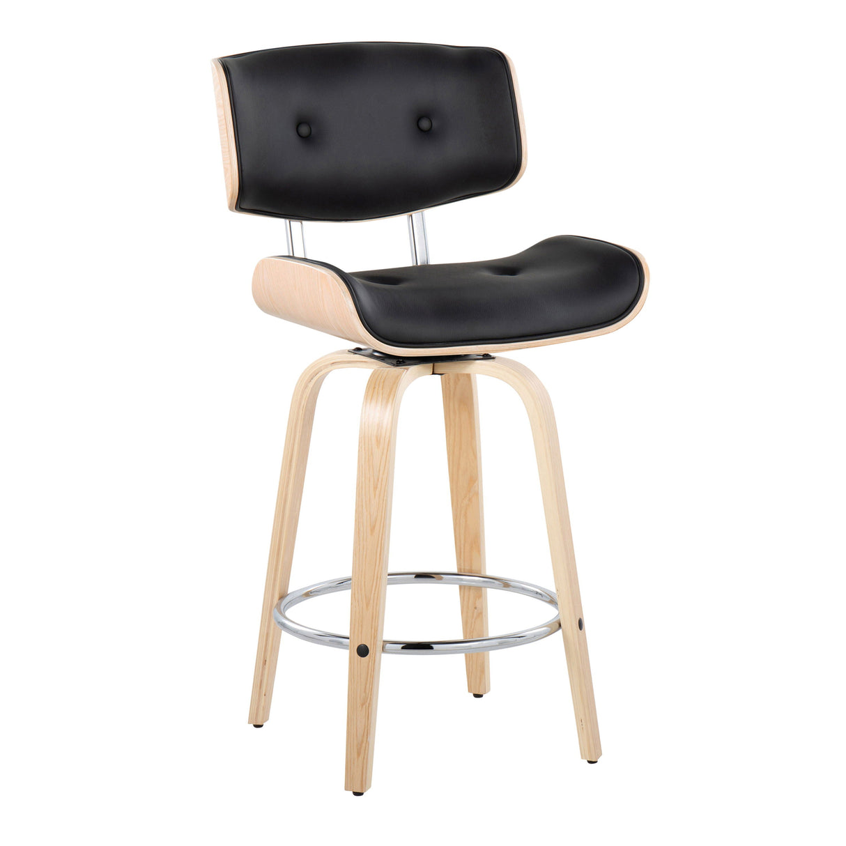 Lombardi - Mid Century Modern Fixed Height Counter Stool With Swivel With Round Footrest (Set of 2) by Couch.com