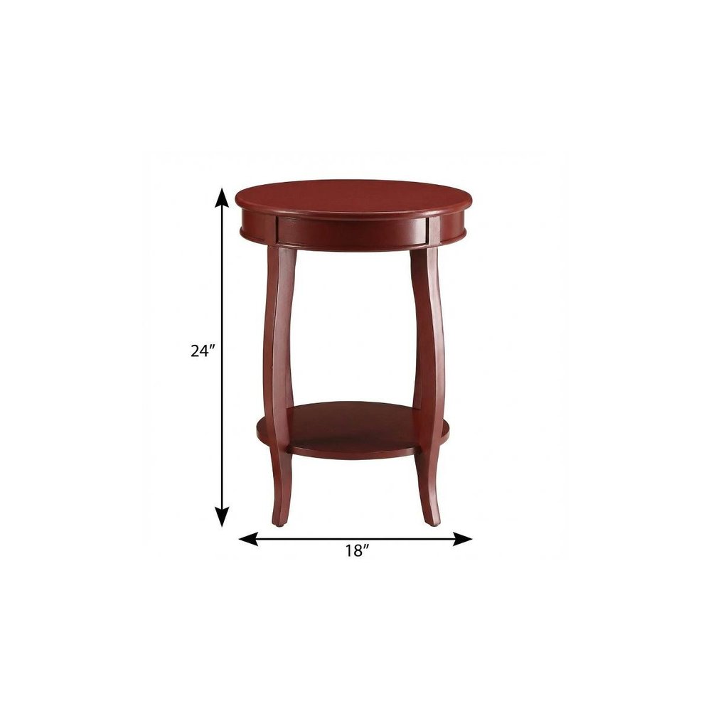 24" Teal Blue Solid Wood Round End Table With Shelf