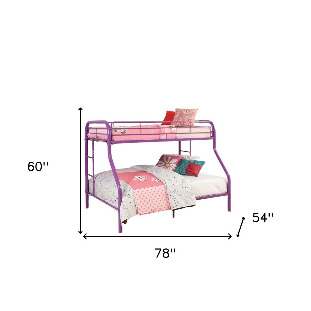 78" X 54" X 60" Twin Over Full Rainbow Metal Tube Bunk Bed