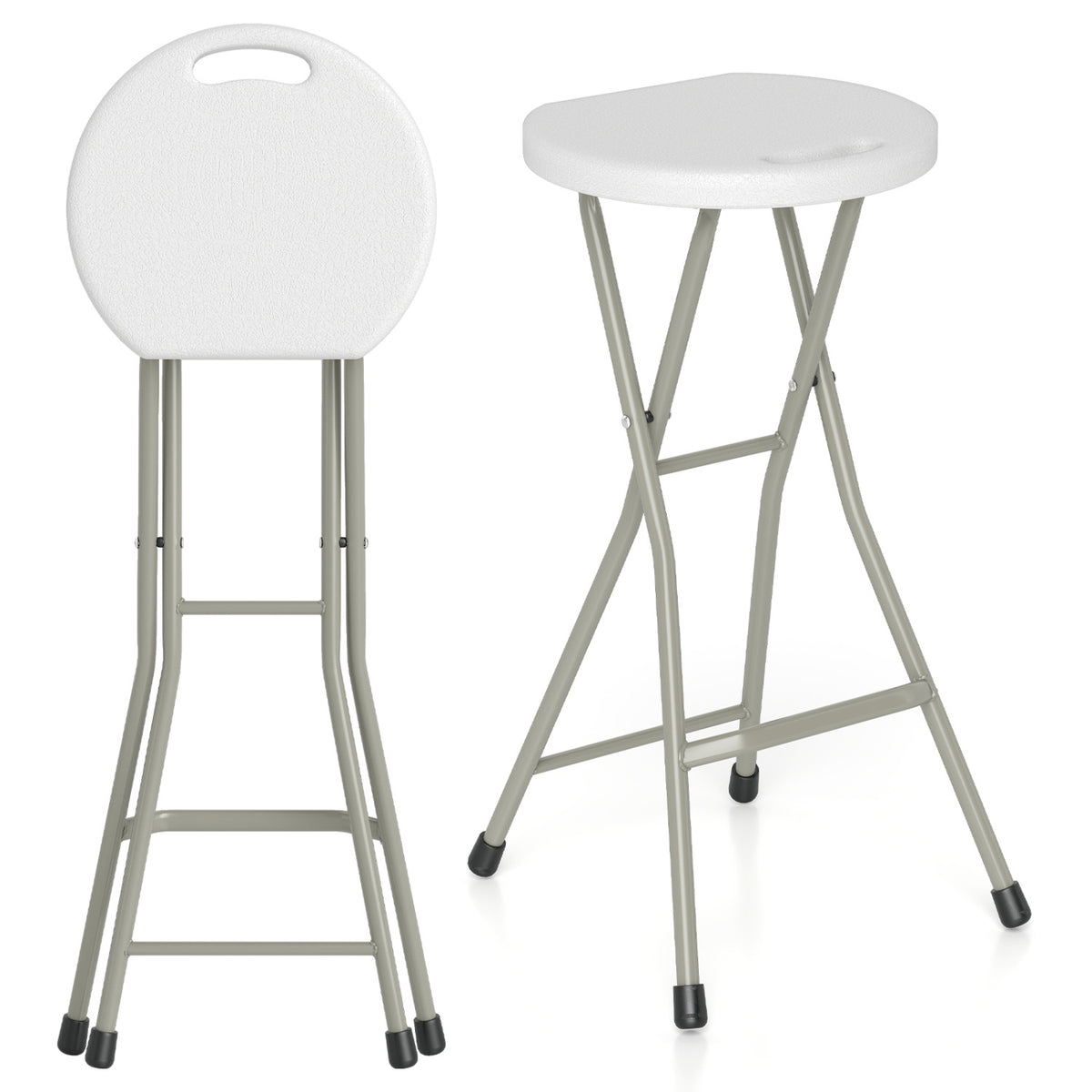 28 Inch Portable Folding Stools Patio Dining Chairs with 330lbs Limited Sturdy Frame-Set of 1