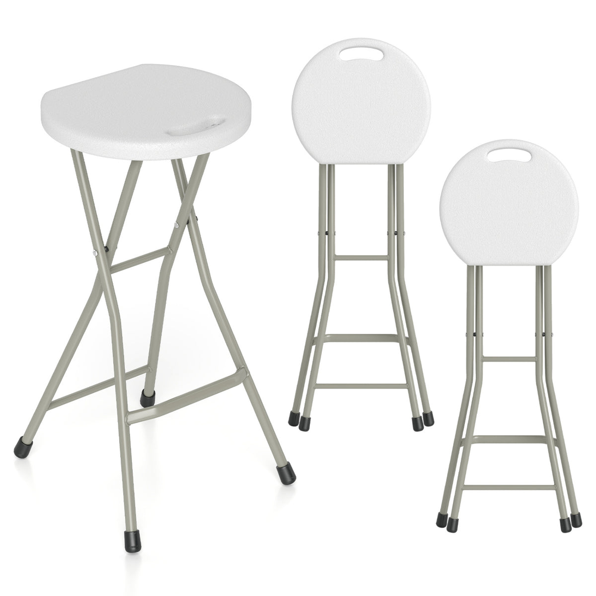 28 Inch Portable Folding Stools Patio Dining Chairs with 330lbs Limited Sturdy Frame-Set of 2