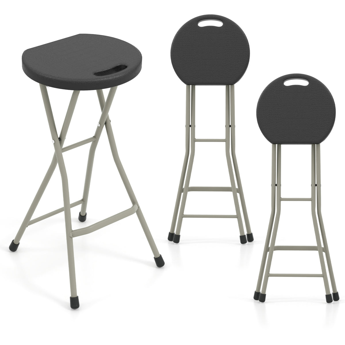 28 Inch Portable Folding Stools with 330lbs Limited Sturdy Frame-2 Pieces