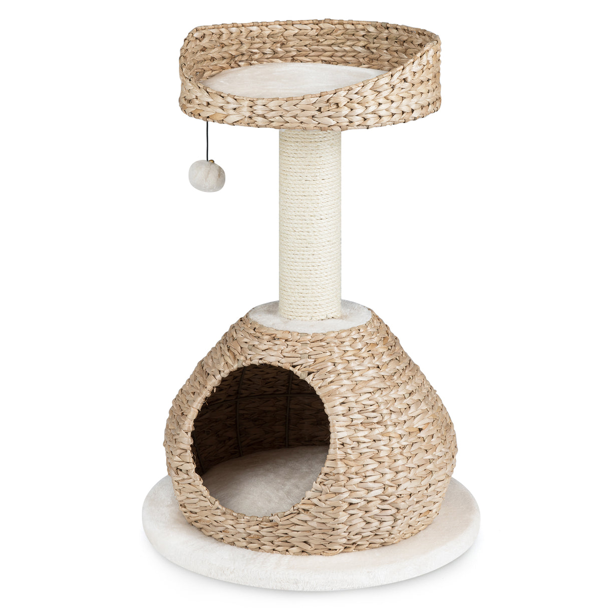 28 Inches Hand-Made Cat Tree Tower with Jump Platform-White