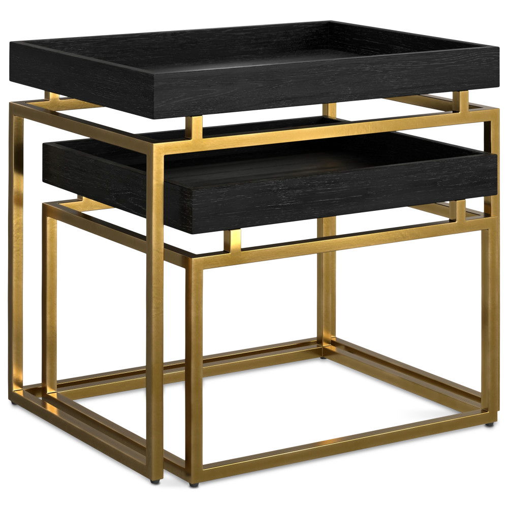 Macy - 2 Pieces Nesting Table - Black / Gold by Couch.com