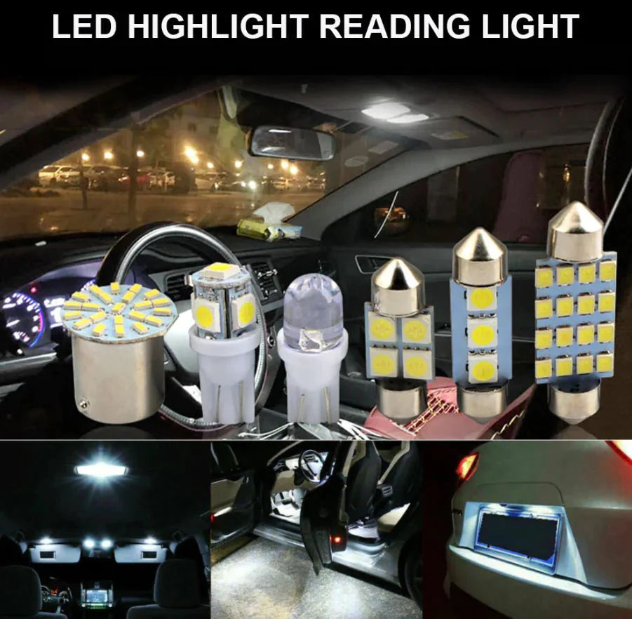 28pcs Car Interior White Combo LED Map Dome Door Trunk License Plate Light Bulbs
