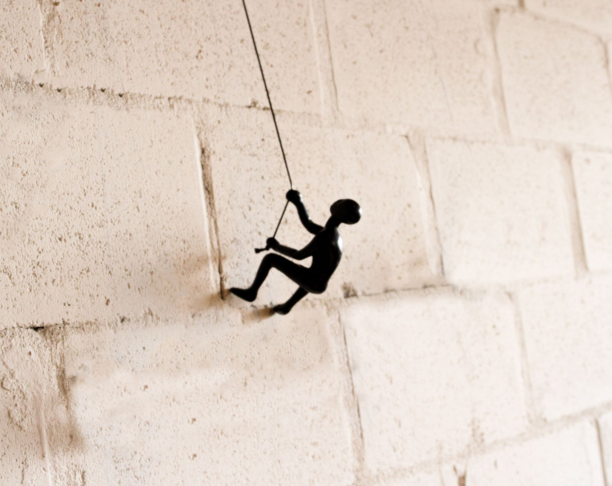6" X 4" Black Resin Climbing Man Hanging Dimensional Sculpture