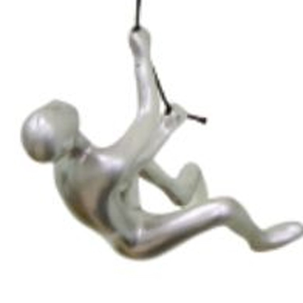 6" X 4" Silver Resin Climbing Man Hanging Dimensional Sculpture