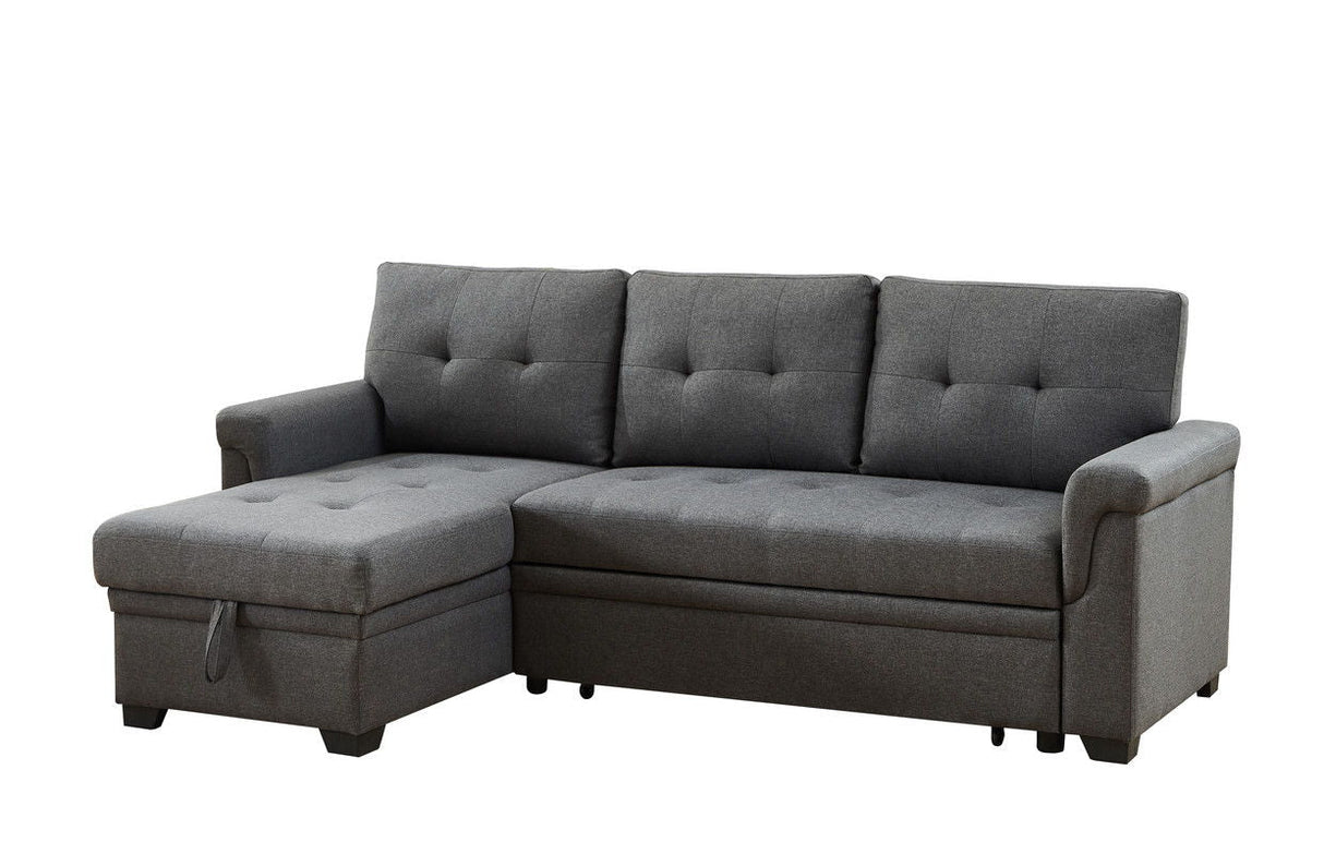 Sierra - Linen Reversible Sleeper Sectional Sofa With Storage Chaise by Couch.com