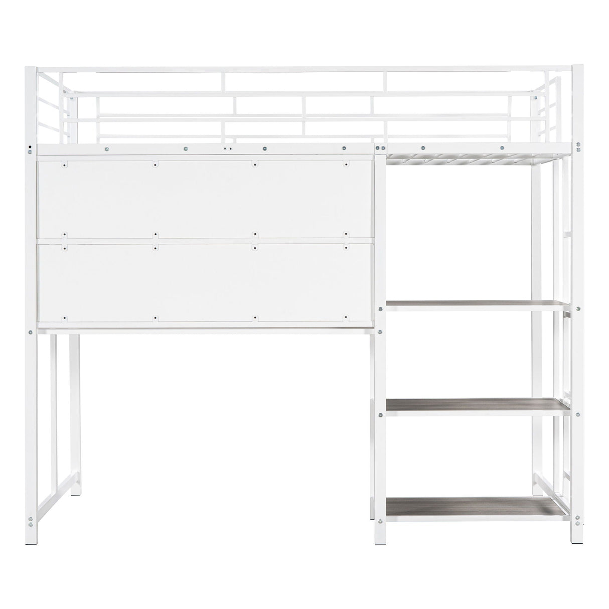 Metal Loft Bed With Desk, 3 Shelves And Ladder by Couch.com