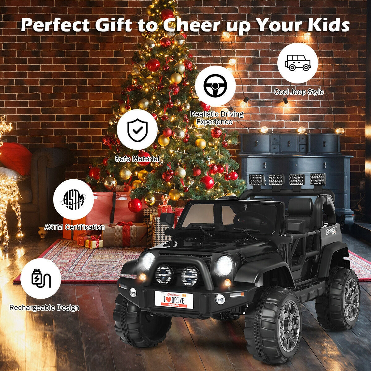12V 2-Seater Ride on Car Truck with Remote Control and Storage Room-White