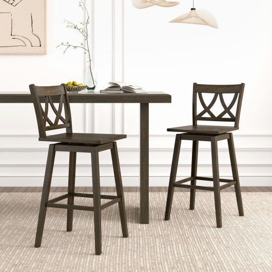 24/29 Inch Bar Stool Set of 2 Wooden Bar Chairs with Rubber Wood Frame-29 inches