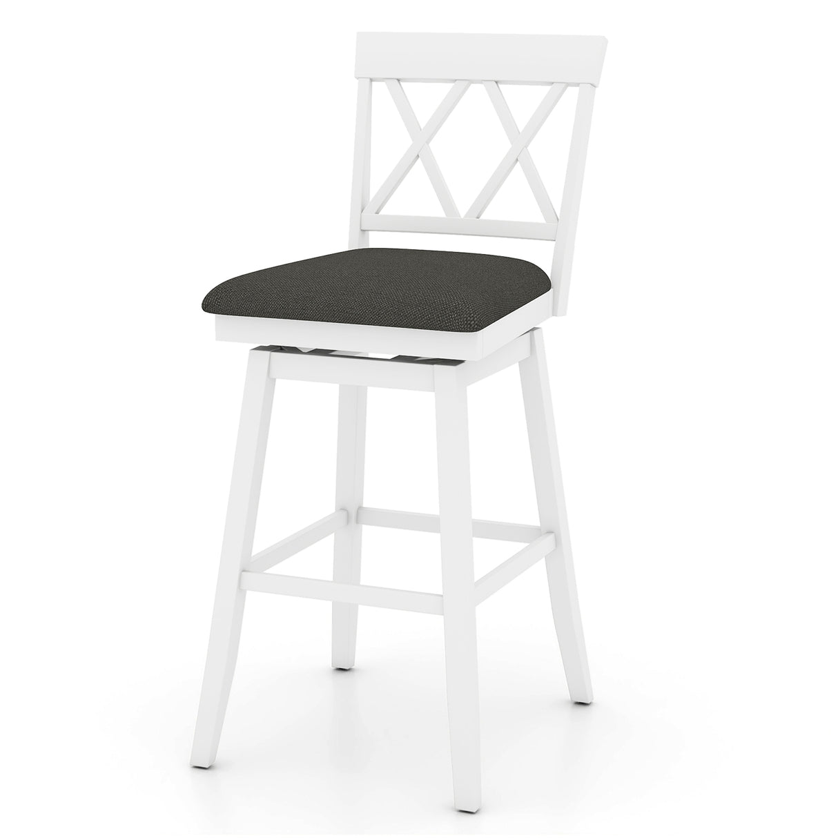 29 Inch Counter Height Barstools with Backrest and Upholstered Seat Cushion for Kitchen Dining Room-White