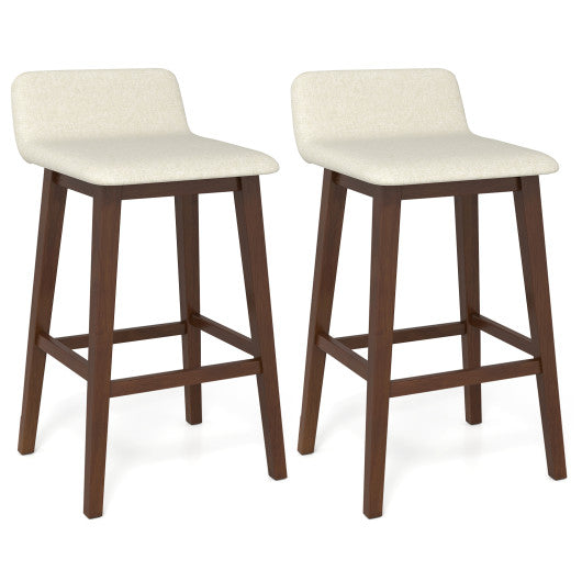 29 Inch Low-Back High-Top Chairs with Padded Seat and Rubber Wood Legs-Brown