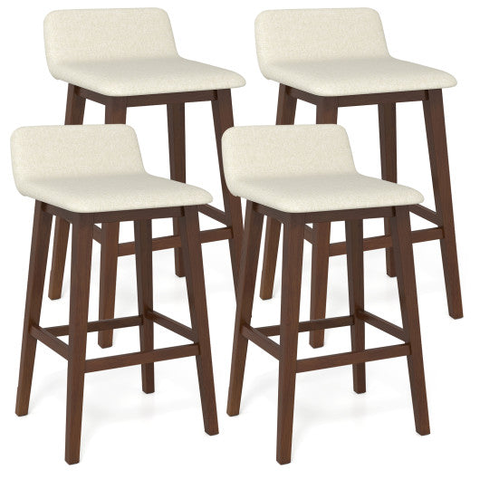 29 Inch Low-Back High-Top Chairs with Padded Seat and Rubber Wood Legs-Brown