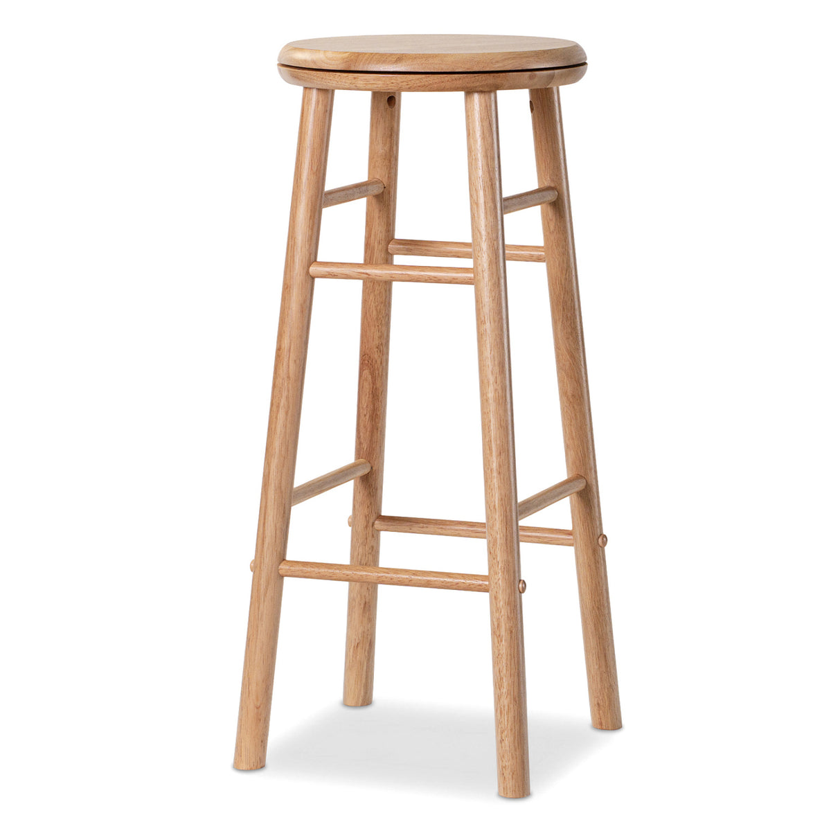29" Swivel Bar Stools Set of 2 with Footrests & Crossbars-Natural