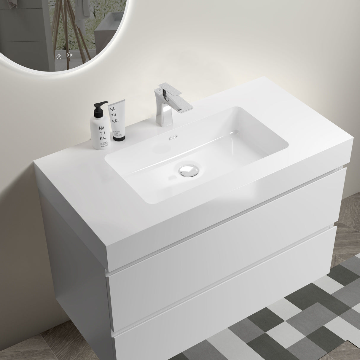 Alice - Bathroom Vanity With Large Storage, Sink Wall Mounted Floating Bathroom Vanity For Modern Bathroom, One-Piece Sink Basin Without Drain And Faucet by Couch.com