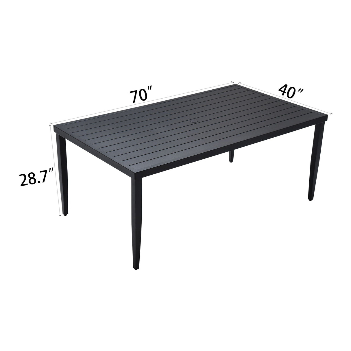 Outdoor Patio Rectangle Dining Table With Tapered Feet & Umbrella Hole by Couch.com