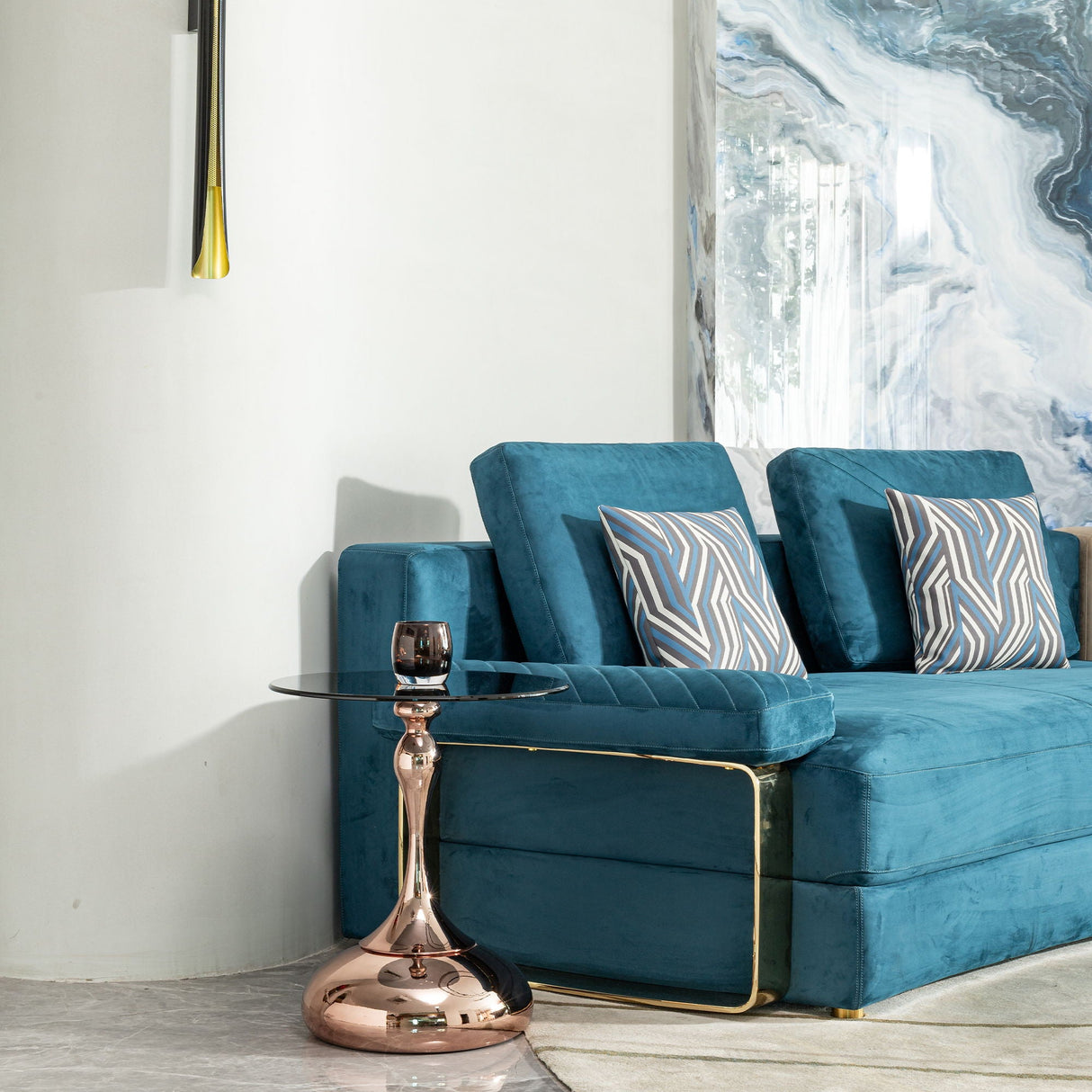 Modern Minimalist Coffee Table With Steel Legs And Tempered Glass Top by Couch.com