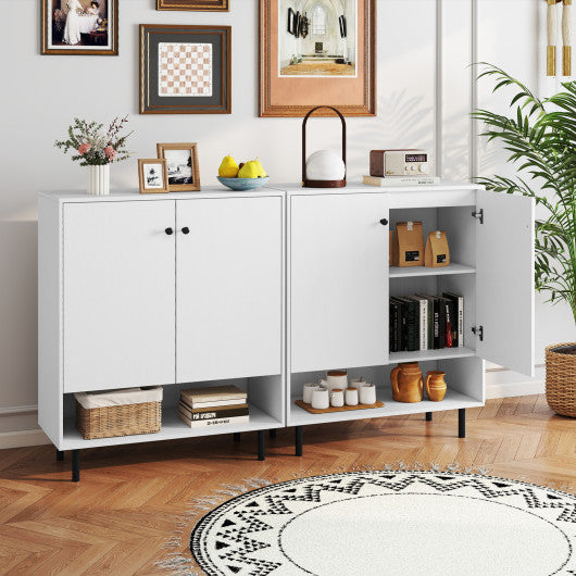 2-Door Sideboard Buffet Cabinet Kitchen with Adjustable Shelf-White