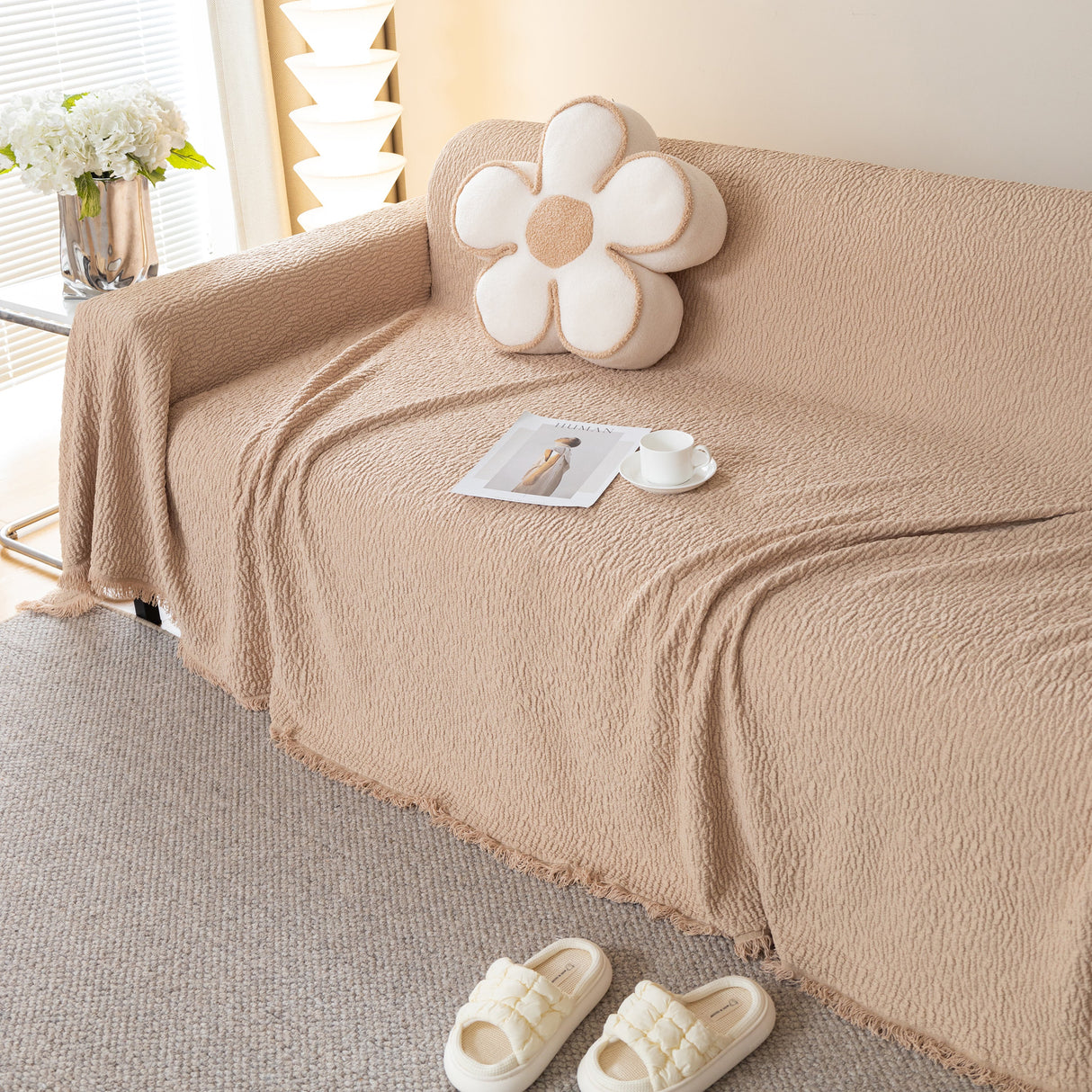 Sofa Throw Covers L-Shape Sectional Couch Cover for Dogs Cats Furniture Protector