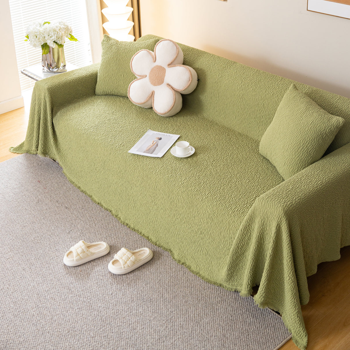 Sofa Throw Covers L-Shape Sectional Couch Cover for Dogs Cats Furniture Protector