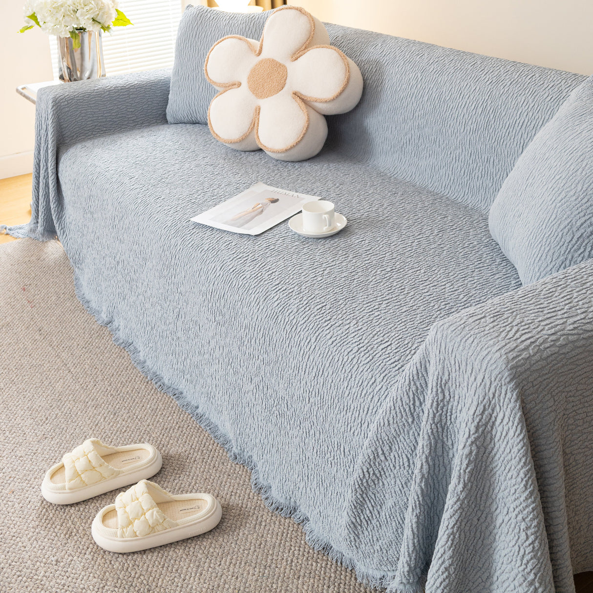 Sofa Throw Covers L-Shape Sectional Couch Cover for Dogs Cats Furniture Protector