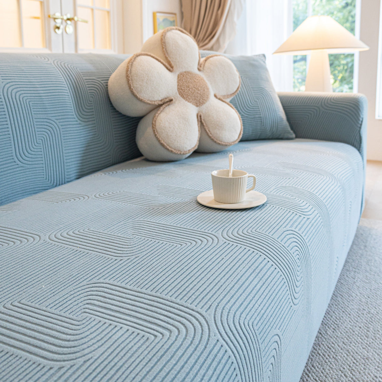 Modern Slipcovers Geometric Textured Stretchable Sofa Cover for Couch with Chaise