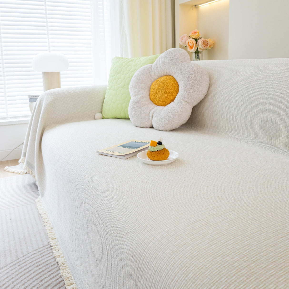 Chenille Large Throw Couch Cover Blanket with Water-Resistant for Futon, Loveseat, and L-Shaped Sofa