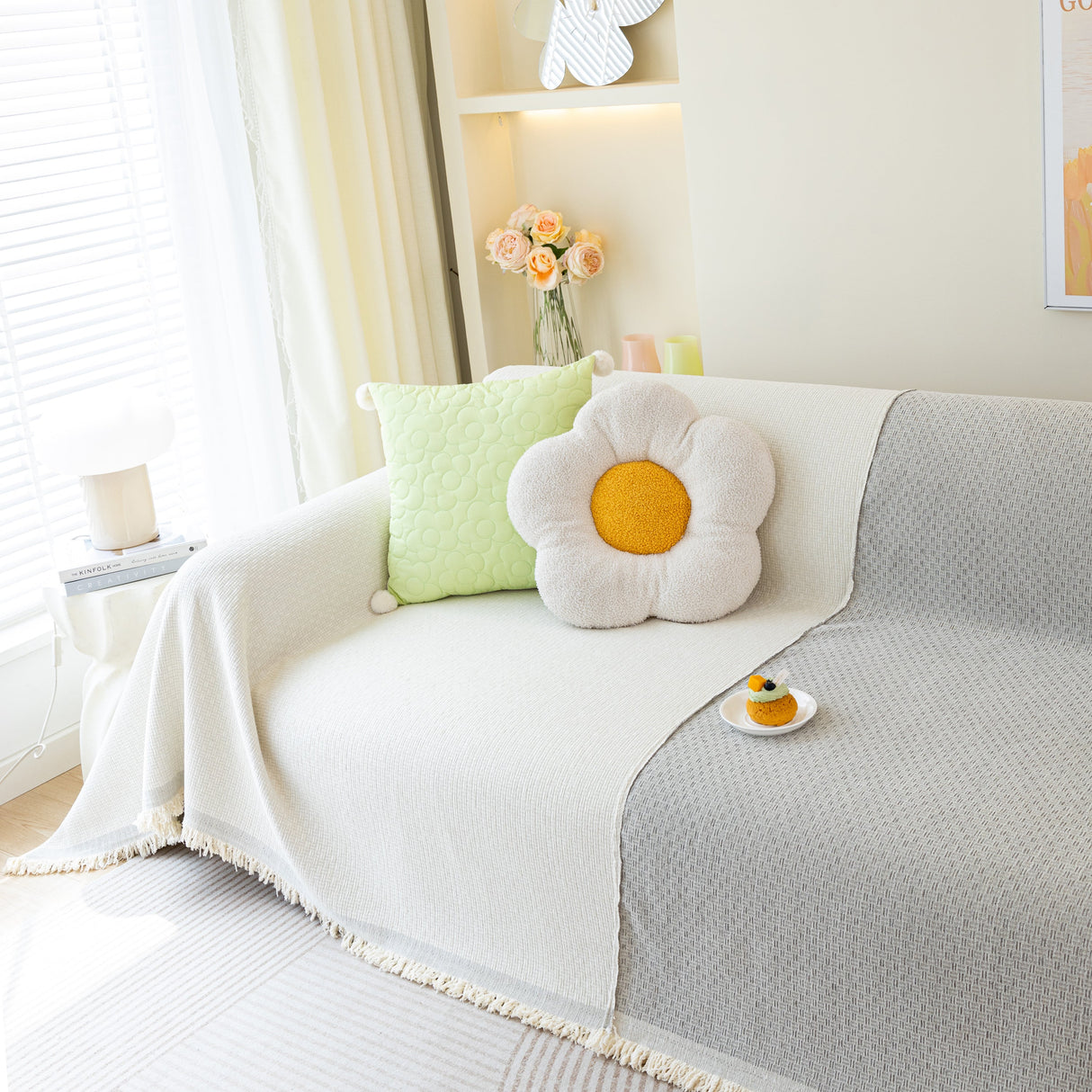 Chenille Large Throw Couch Cover Blanket with Water-Resistant for Futon, Loveseat, and L-Shaped Sofa