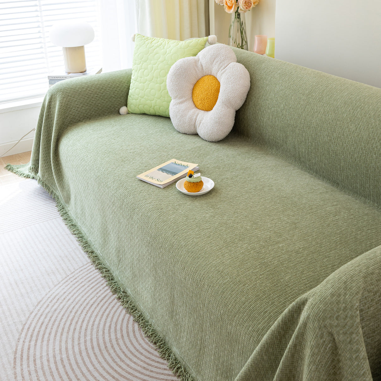 Chenille Large Throw Couch Cover Blanket with Water-Resistant for Futon, Loveseat, and L-Shaped Sofa