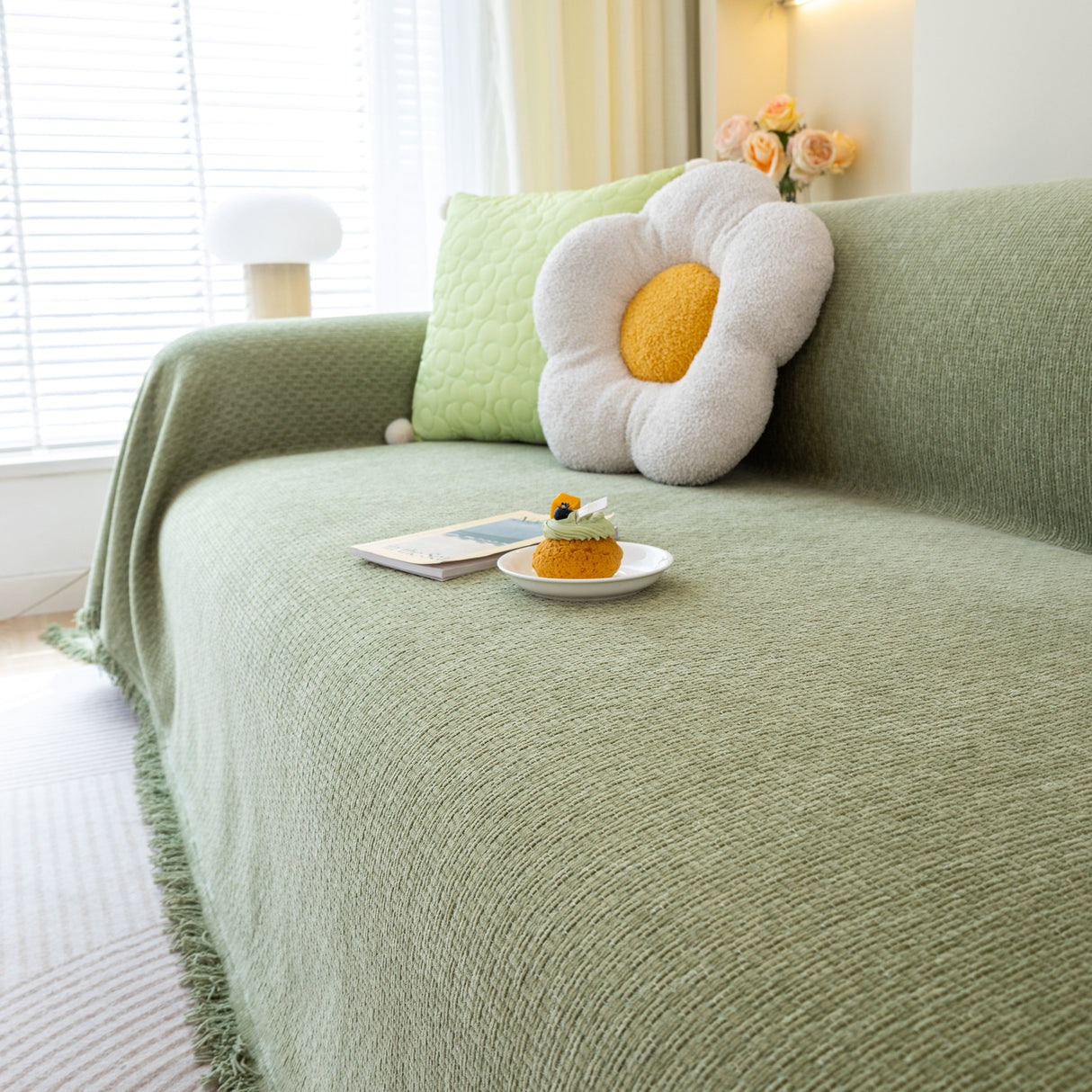 Chenille Large Throw Couch Cover Blanket with Water-Resistant for Futon, Loveseat, and L-Shaped Sofa