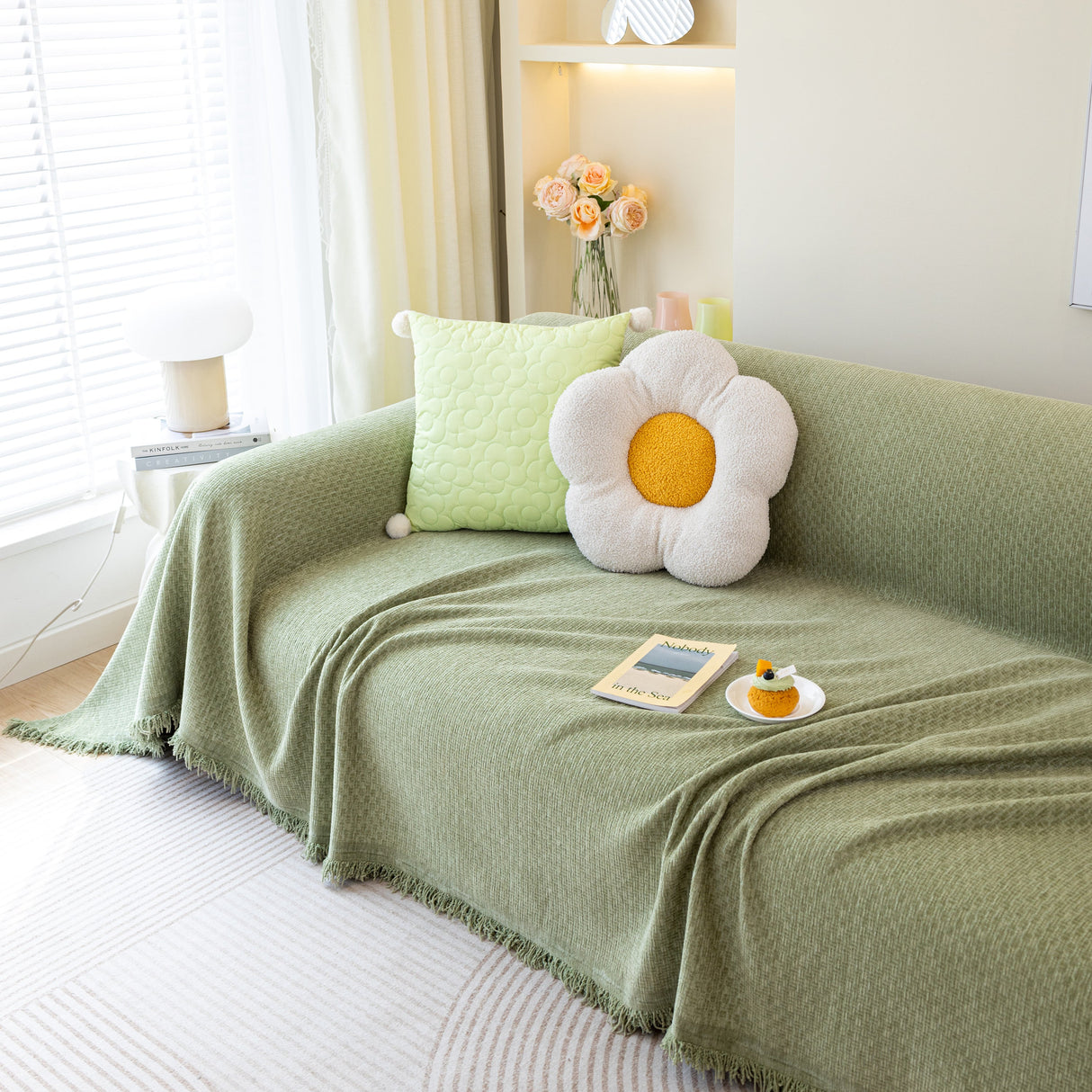 Chenille Large Throw Couch Cover Blanket with Water-Resistant for Futon, Loveseat, and L-Shaped Sofa