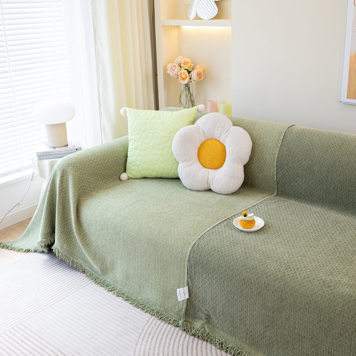 Chenille Large Throw Couch Cover Blanket with Water-Resistant for Futon, Loveseat, and L-Shaped Sofa