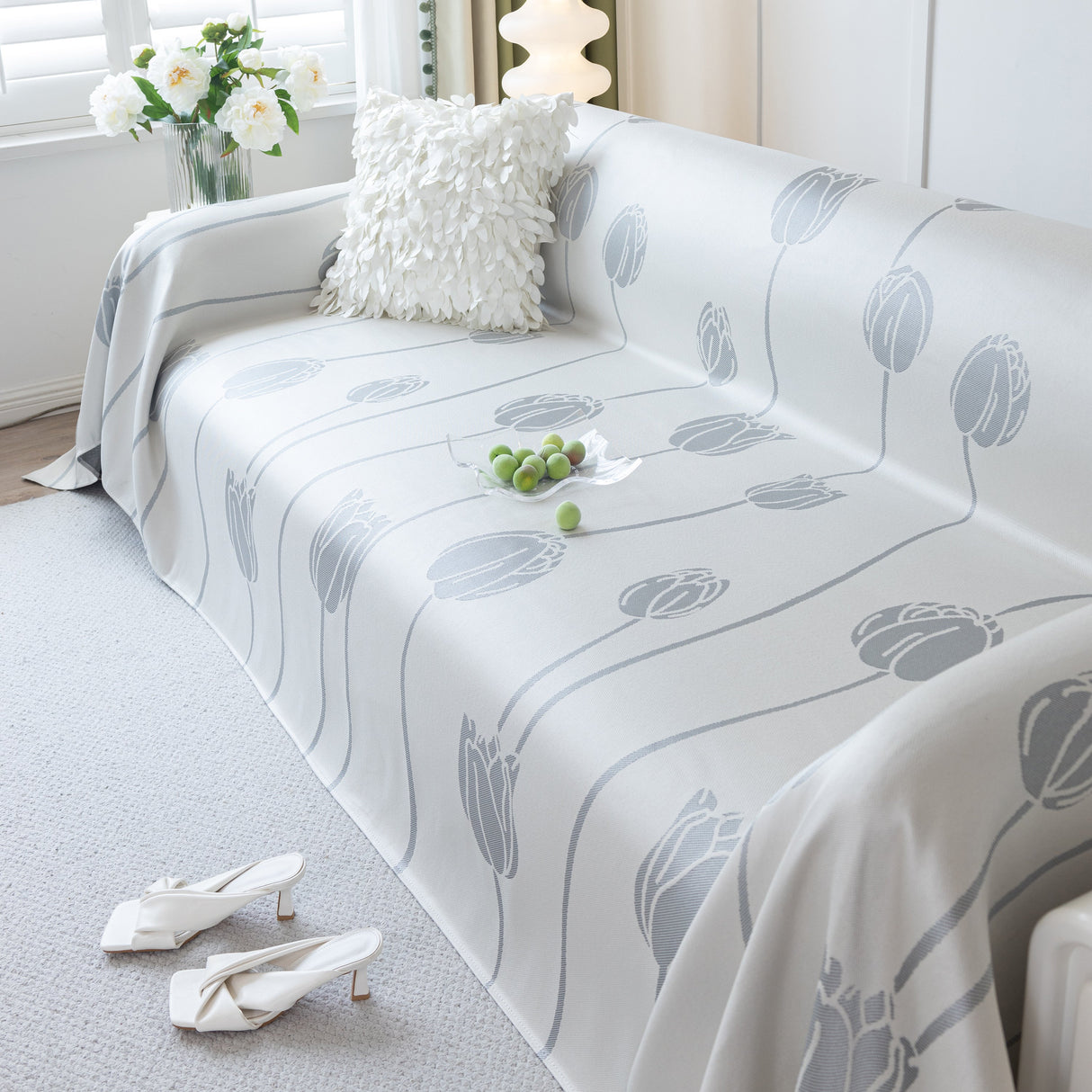 Cozy Cooling Tulip Sofa Throw Covers, Decorative & Breathable Couch Cover, Elegant Couch Protector