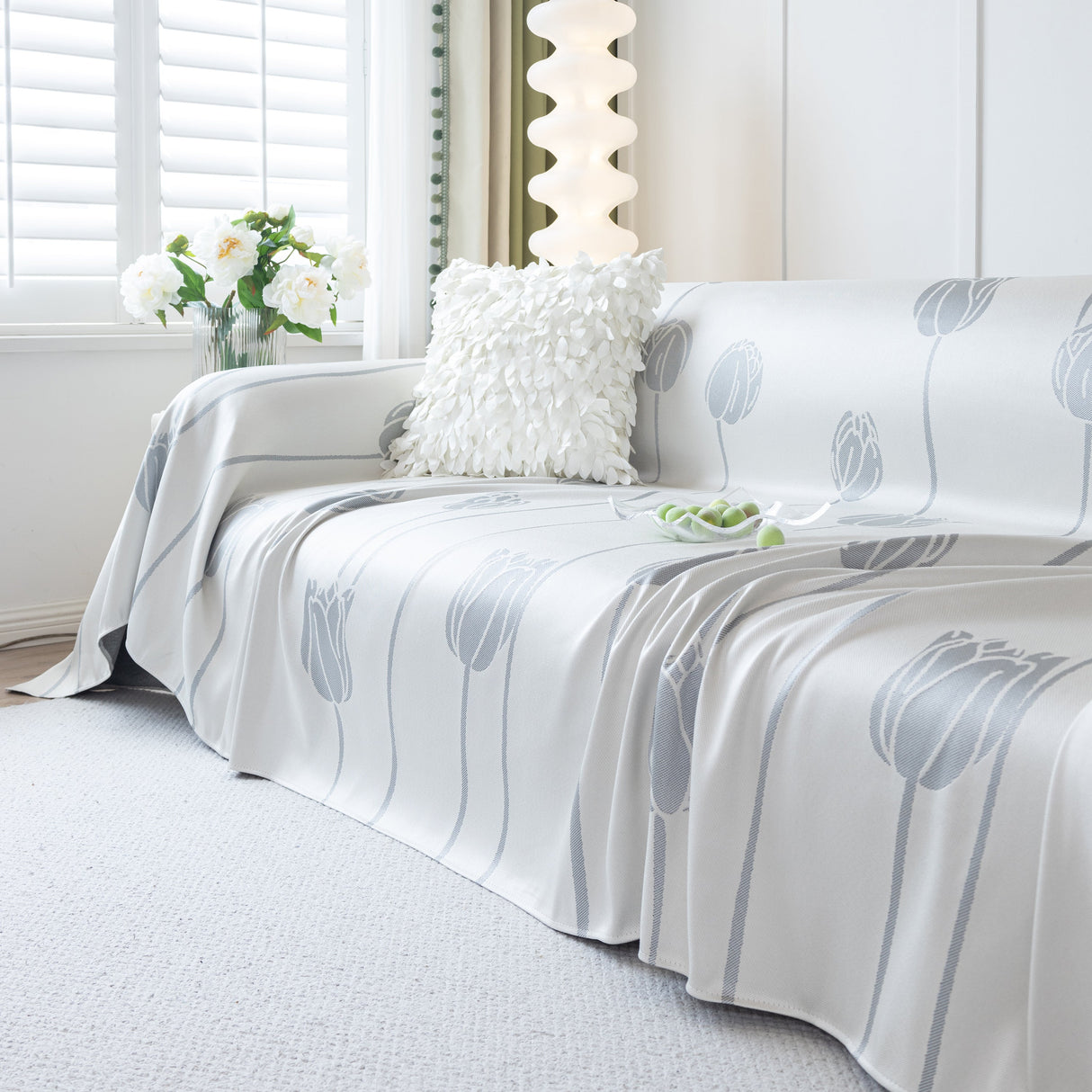 Cozy Cooling Tulip Sofa Throw Covers, Decorative & Breathable Couch Cover, Elegant Couch Protector