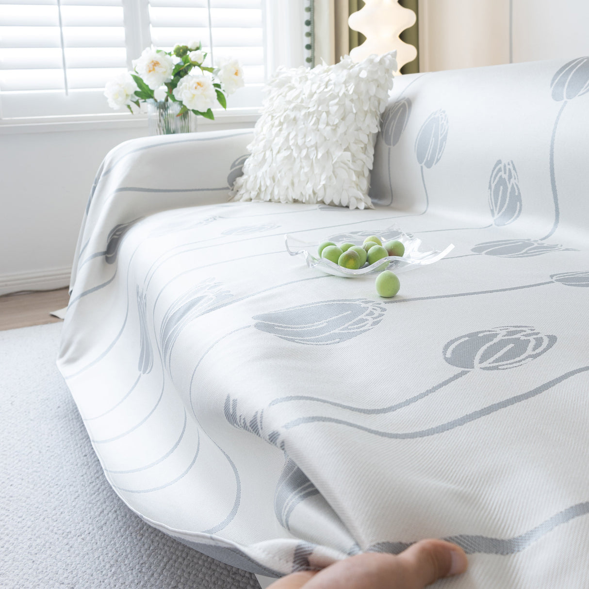 Cozy Cooling Tulip Sofa Throw Covers, Decorative & Breathable Couch Cover, Elegant Couch Protector