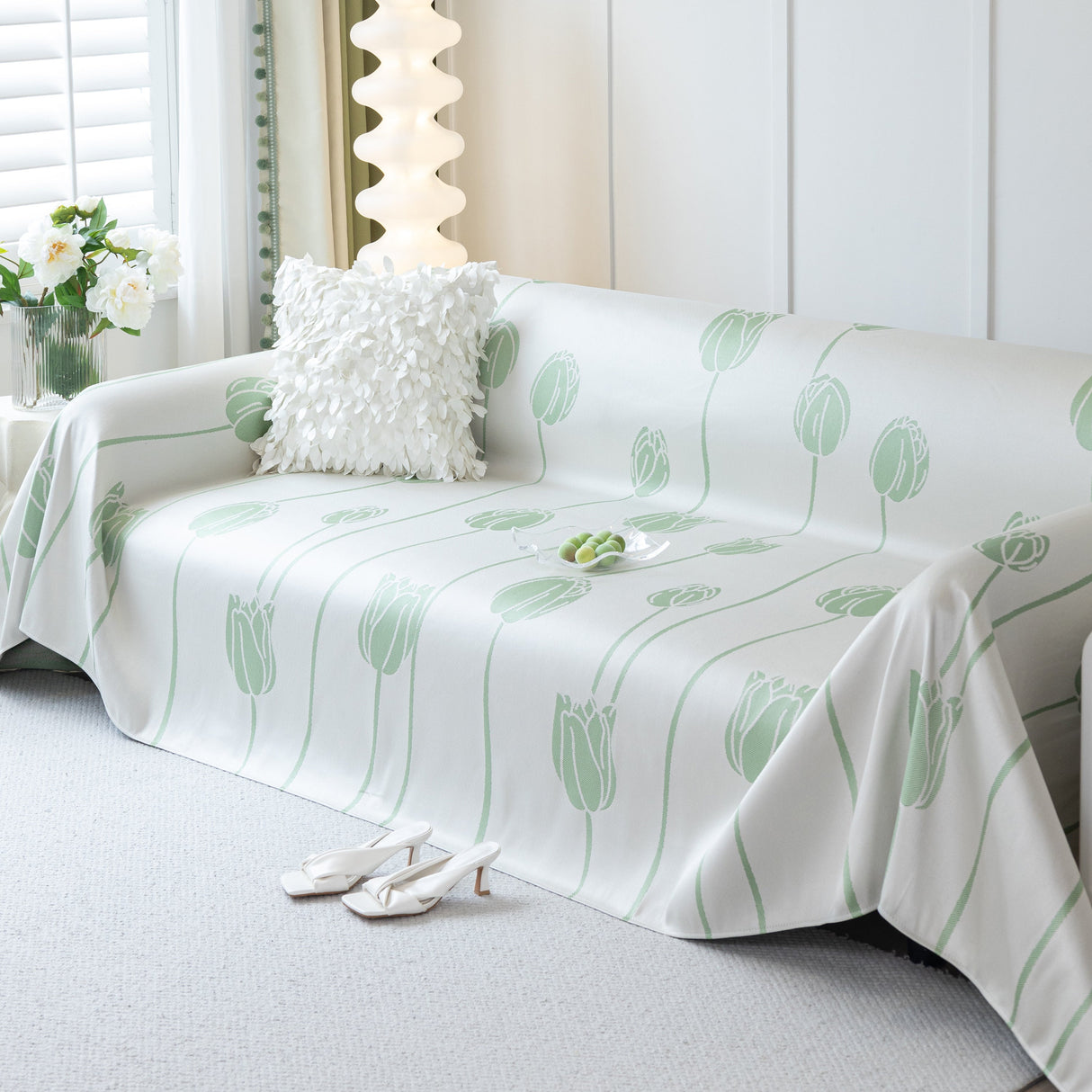 Cozy Cooling Tulip Sofa Throw Covers, Decorative & Breathable Couch Cover, Elegant Couch Protector