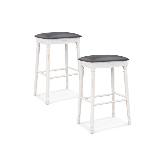 24"/ 29" Bar Stool Set of 2 with Padded Seat Cushions and Wood Legs-29 inches