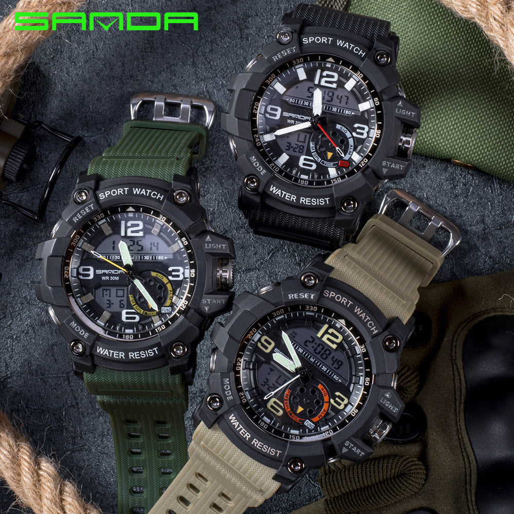 NEW Sport Analog-Digital Watch For Men and Woman Waterresistant 50M Professional Waterproof Quartz Large Dial Military Wristwatches With Night Mode