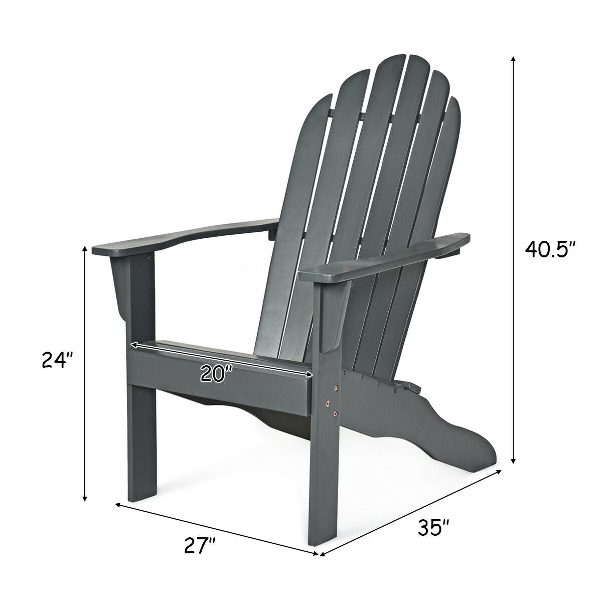 Acacia Wood Outdoor Adirondack Chair with Ergonomic Design-Natural