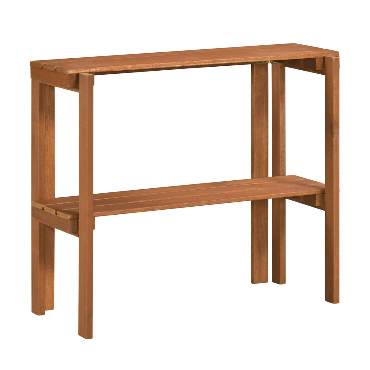 2/3-Tier Folding Wooden Storage Shelves for Entryway and Garden-2-Tier