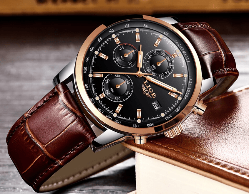 Men's Waterproof Watch With Chronometers Date Display And Fluorescent Pointers Excellent Look Perfect Gift