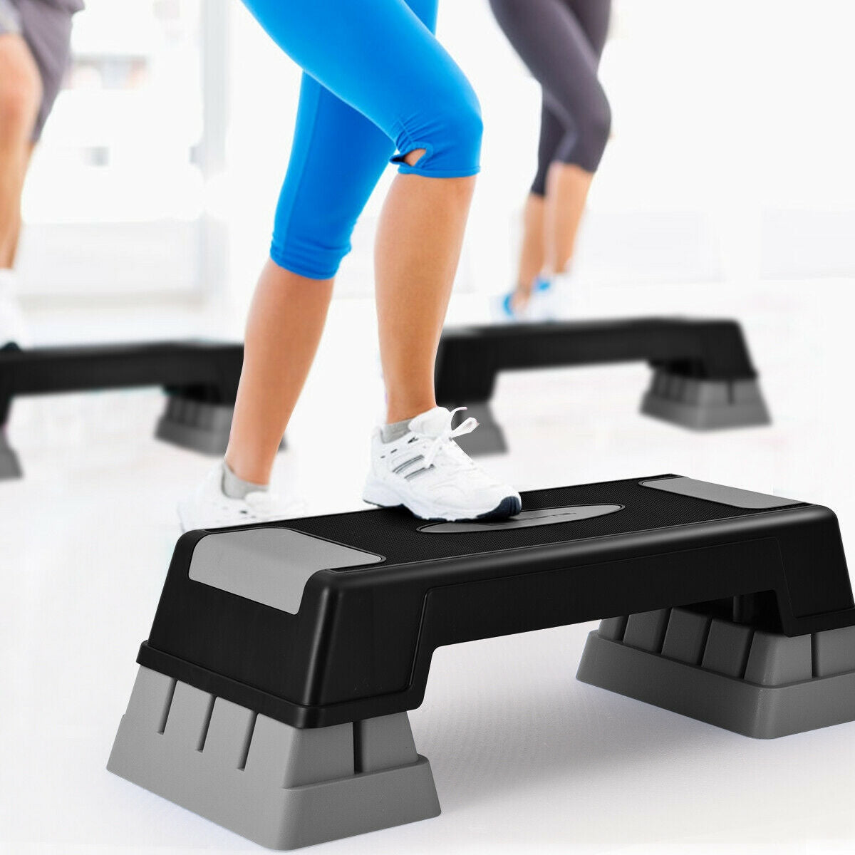 Aerobic Exercise Stepper Trainer with Adjustable Height 5 Inch- 7 Inch- 9 Inch-Gray