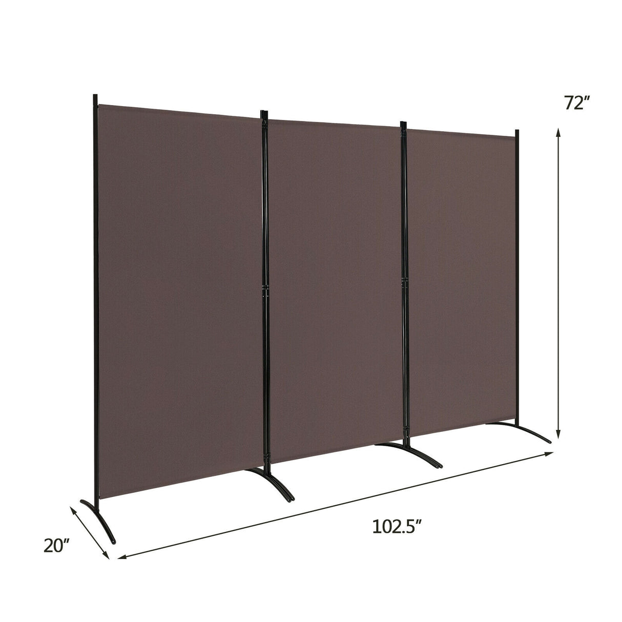 3-Panel Room Divider Folding Privacy Partition Screen for Office Room-White