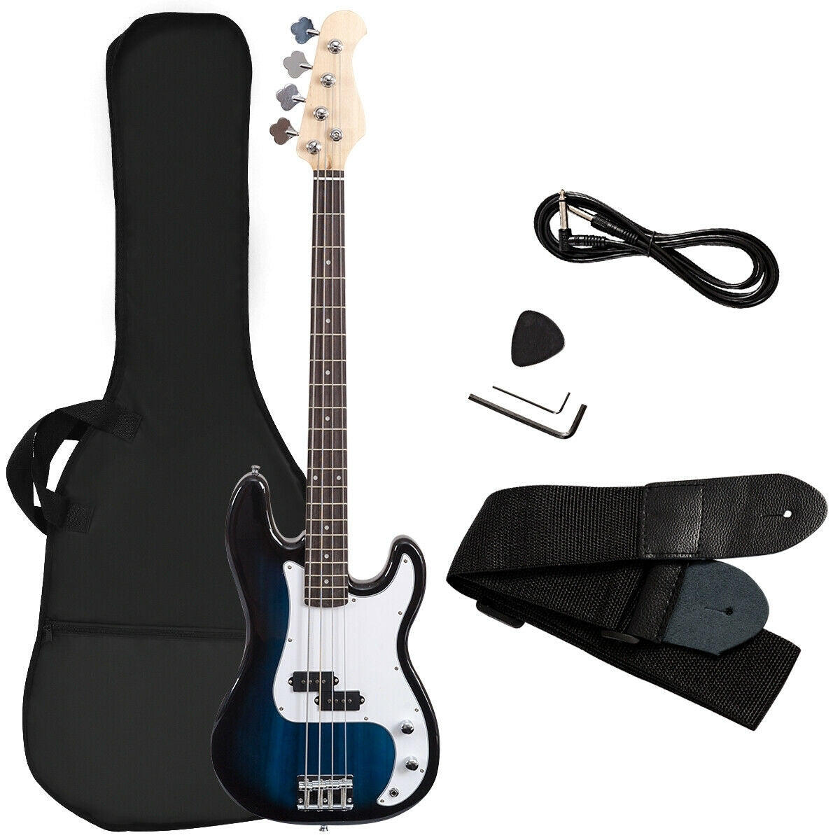 Electric Bass Guitar Full Size 4 String Strap Guitar-Black