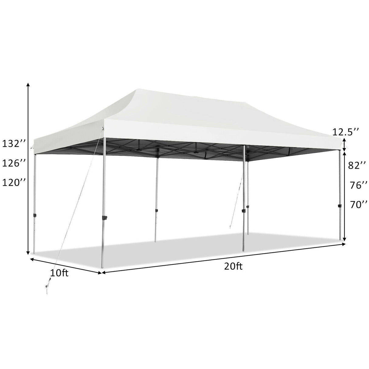 10 x 20 Feet Adjustable Folding Heavy Duty Sun Shelter with Carrying Bag-White by DirectDeals