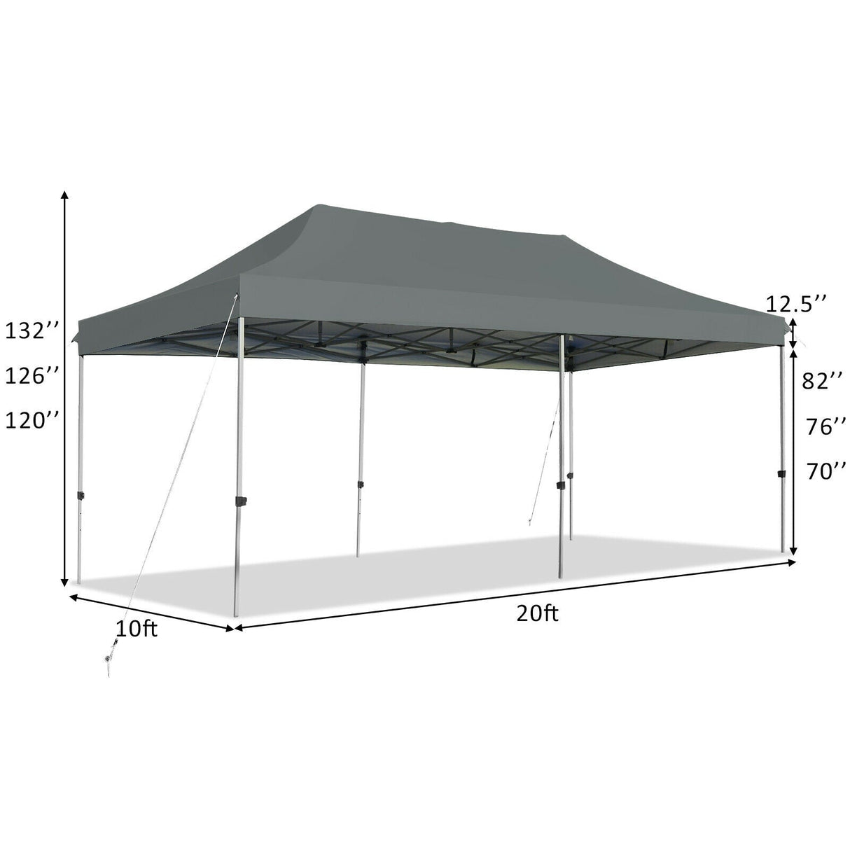10 x 20 Feet Adjustable Folding Heavy Duty Sun Shelter with Carrying Bag-Gray by DirectDeals