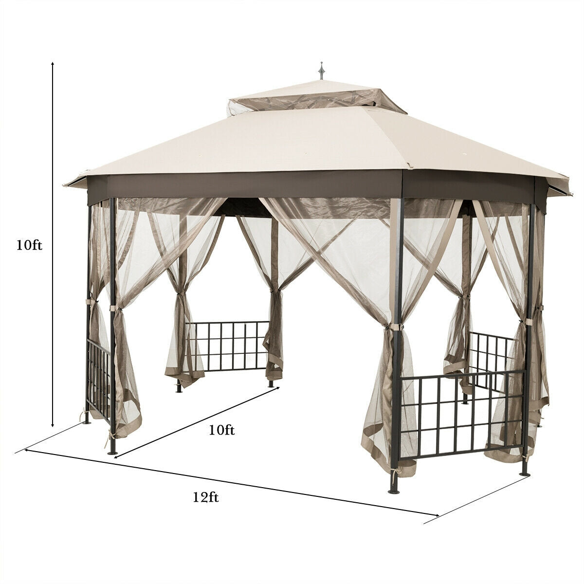 10 ™x 12 ™ Octagonal Patio Gazebo-Brown