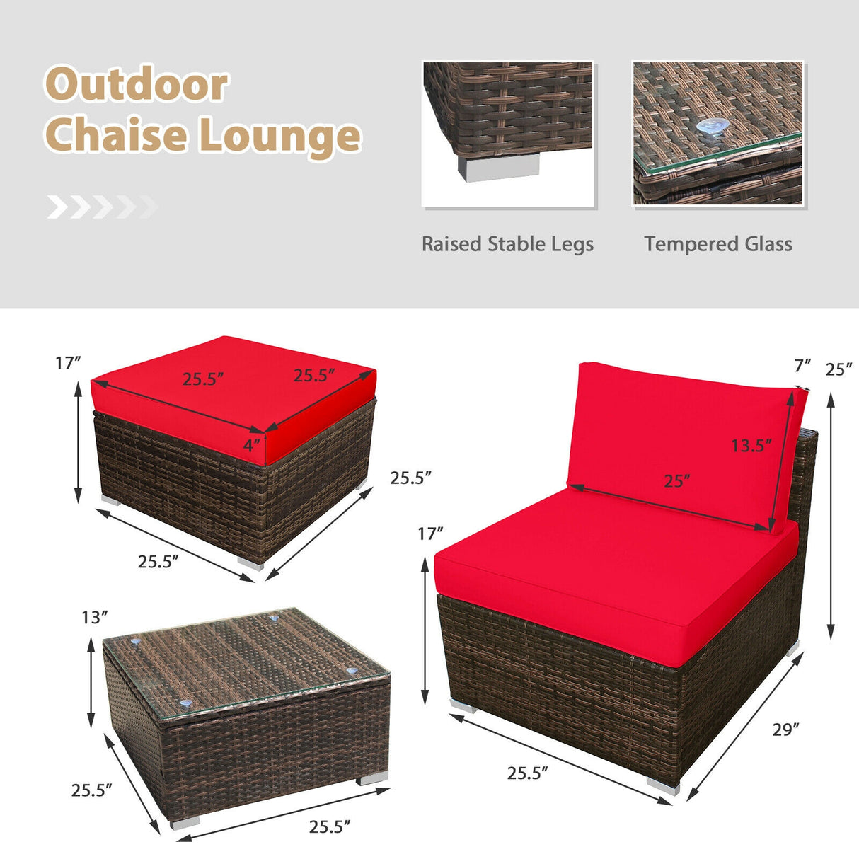 5 Pieces Patio Rattan Furniture Set with Cushioned Armless Sofa-White