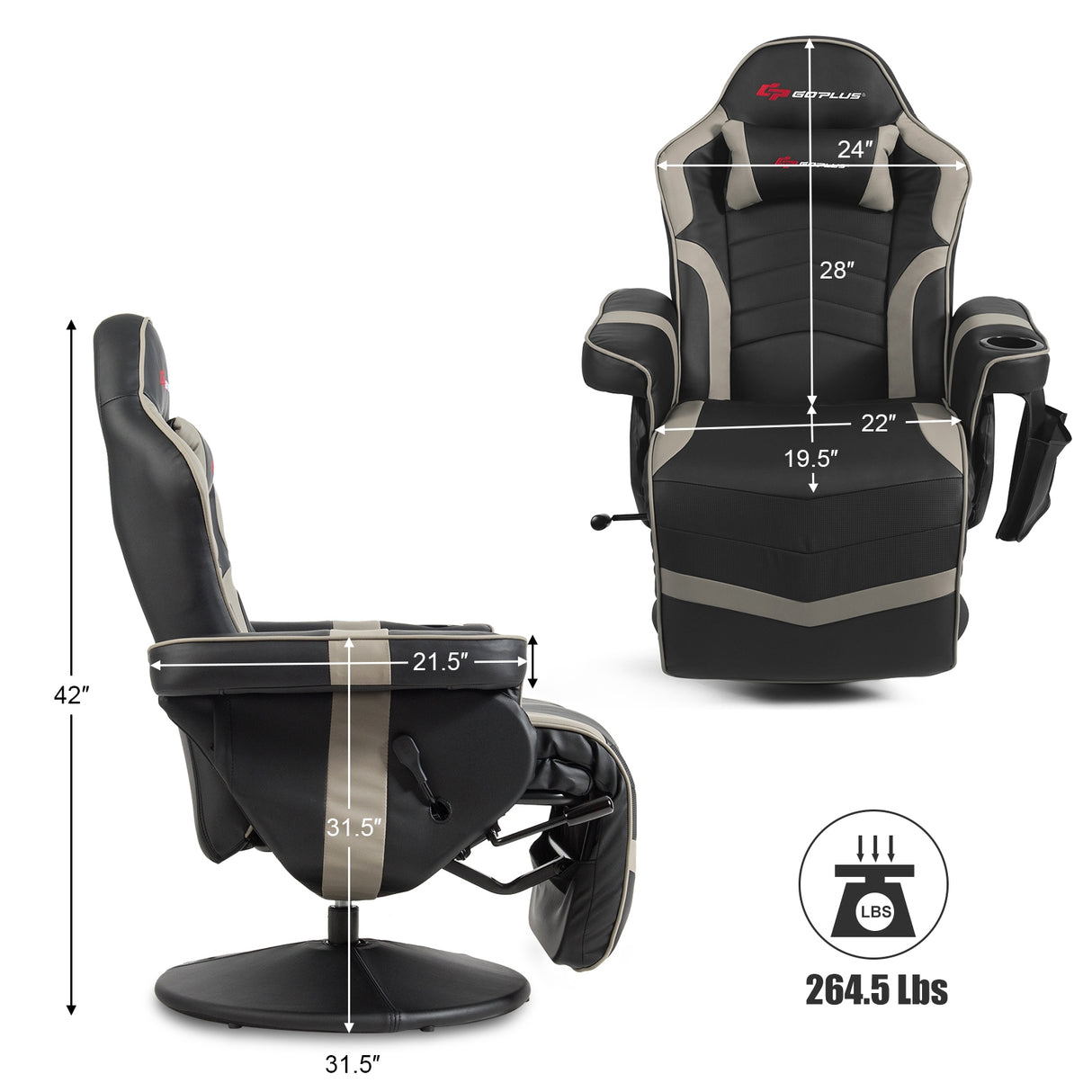 Ergonomic High Back Massage Gaming Chair with Pillow-Blue